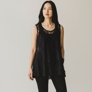 Free People Black Lace Tunic Top Medium
